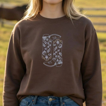 Bridle Up Hope - Cowgirl Stiefel besticktes Sweatshirt