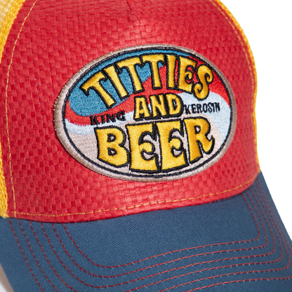 King Kerosin - Trucker-Cap Titties & Beer beige/blau