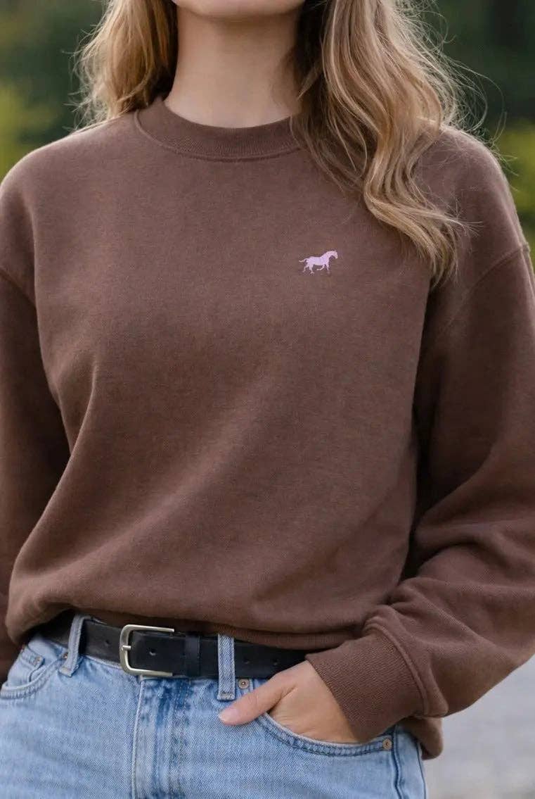 Bridle Up Hope - Pull charme châtaigne avec broderie cheval