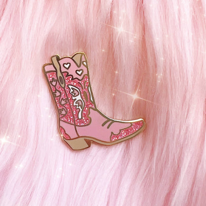 Wildflower Co - Cowgirl Boot westernlaars emaille pin roze