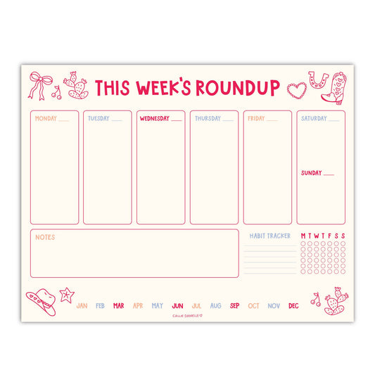 Callie Danielle - Weekly Overview Western Weekly Planner Notepad