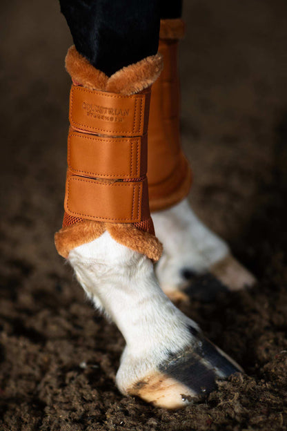 Equestrian Stockholm - FW26 Chestnut - Fur Mesh Brushing Boots beenbeschermers