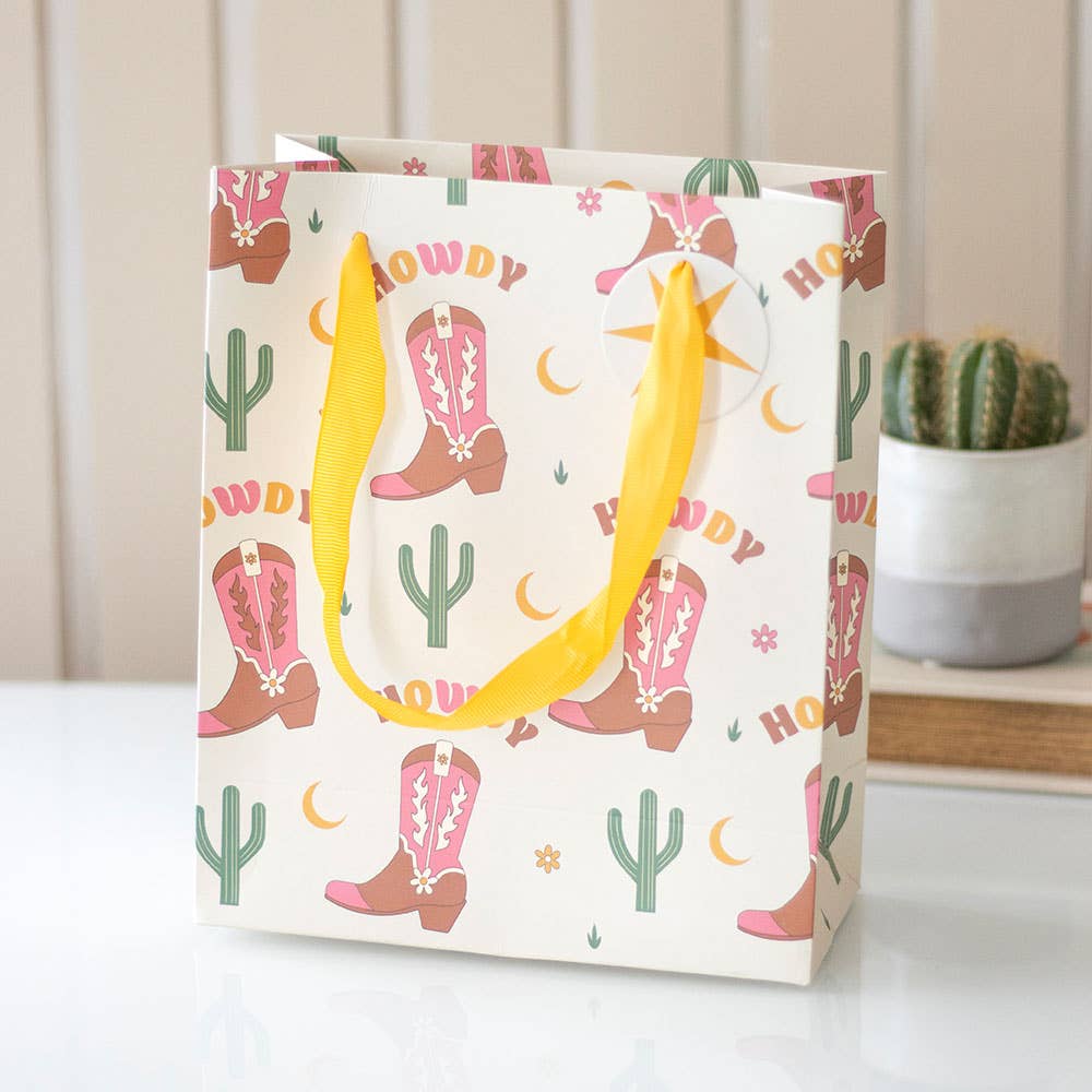 Something Different - Bolsa de regalo con estampado de bota de vaquero 23 cm