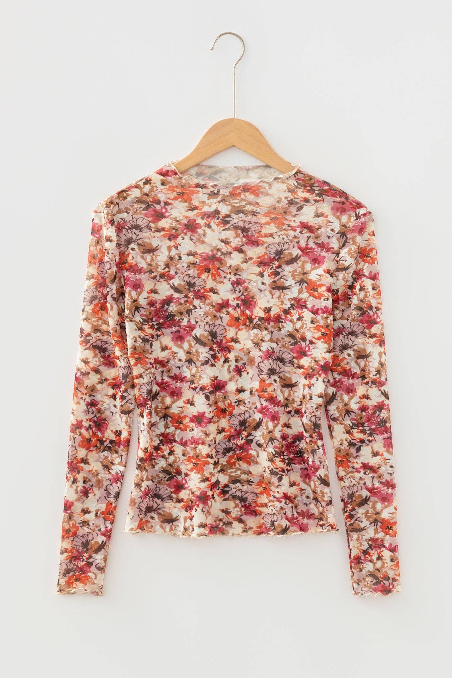Pretty Bash - Bloemen Mesh Top Lange Mouwen
