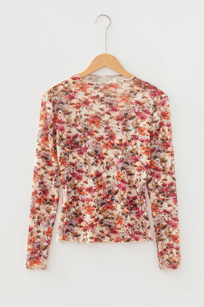 Pretty Bash - Bloemen Mesh Top Lange Mouwen