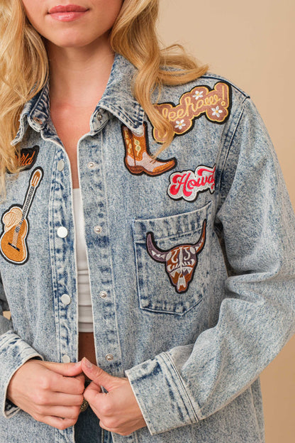 Blue B - Hell gewaschenes Jeansjacke mit Snap-Up Rodeo