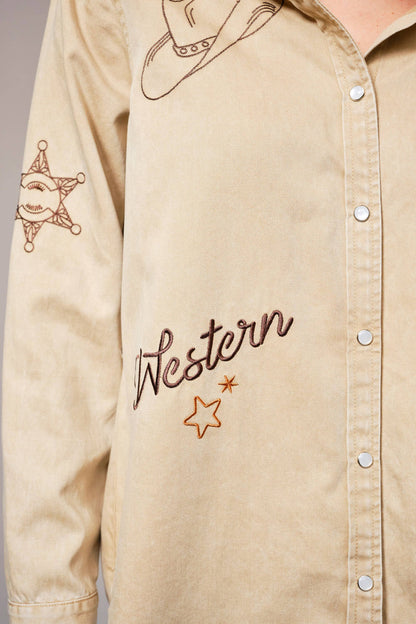 Blue B - Western Embroidered Snap Button Shirt