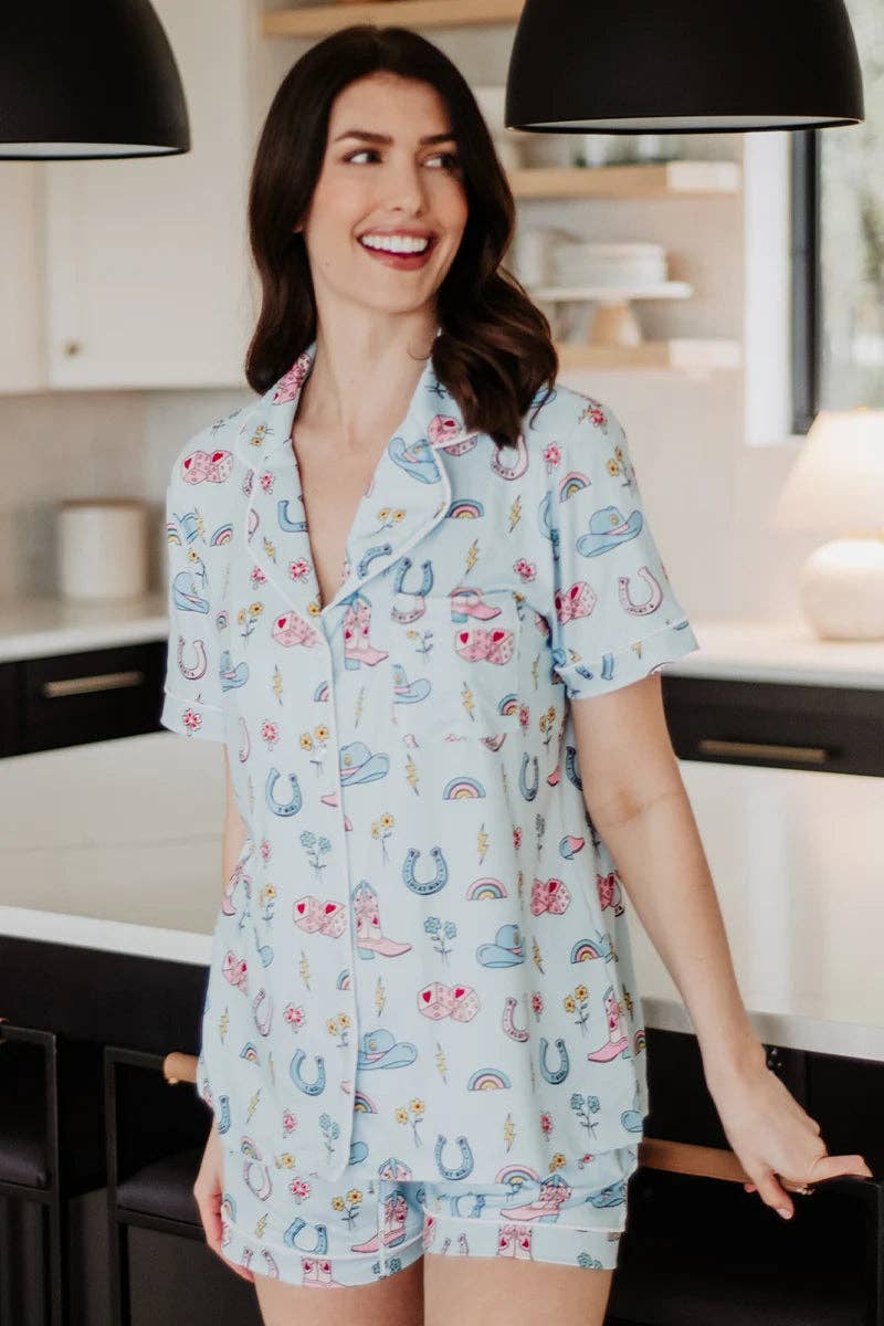 KatyDid - Lucky Cowgirl pajama set light blue