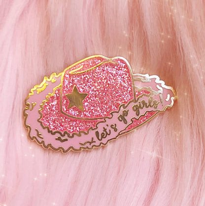 Wildflower Co - Cowgirl Hoed westernhoed emaille pin roze glitter