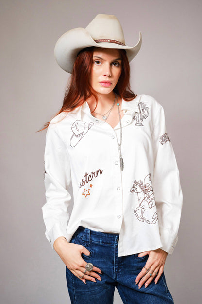 Blue B - Western Embroidered Snap Button Shirt