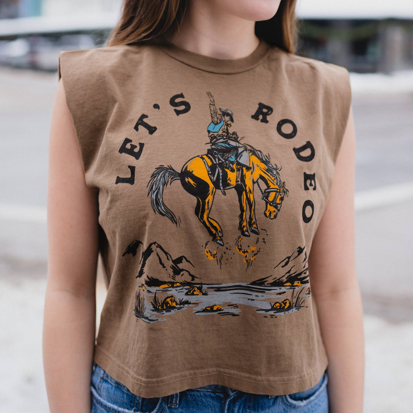 The Montana Scene - T-shirt Let's Rodeo Muscle marrone sbiadito