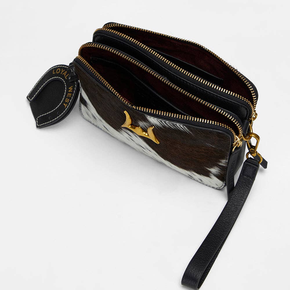 Myra Bag - Loyal West Shell Crossbody tasje koeienhuid zwart & wit