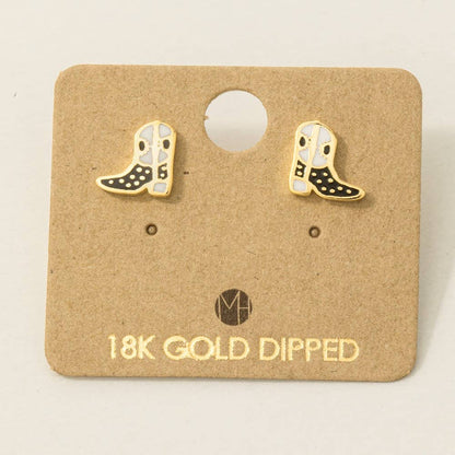 Fame - In goud gedompelde epoxy cowboylaarzen oorknopjes