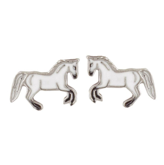 Janusch - Oorstekers wit paard 925 zilver