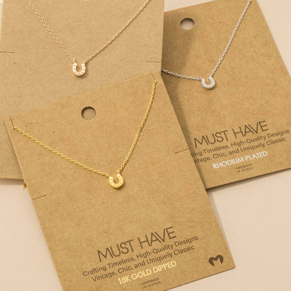 Fame - Collana con ciondolo mini ferro di cavallo dorato