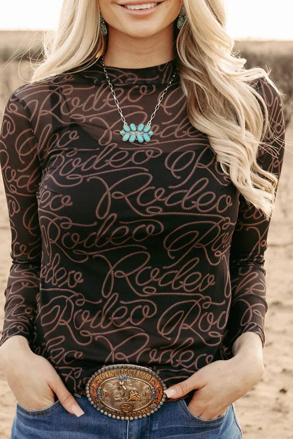 Pretty Bash - Western Rodeo mesh top longsleeve