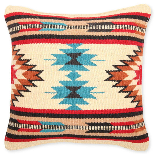 El Paso - Wool Maya moderne kussenhoes beige/rood #9
