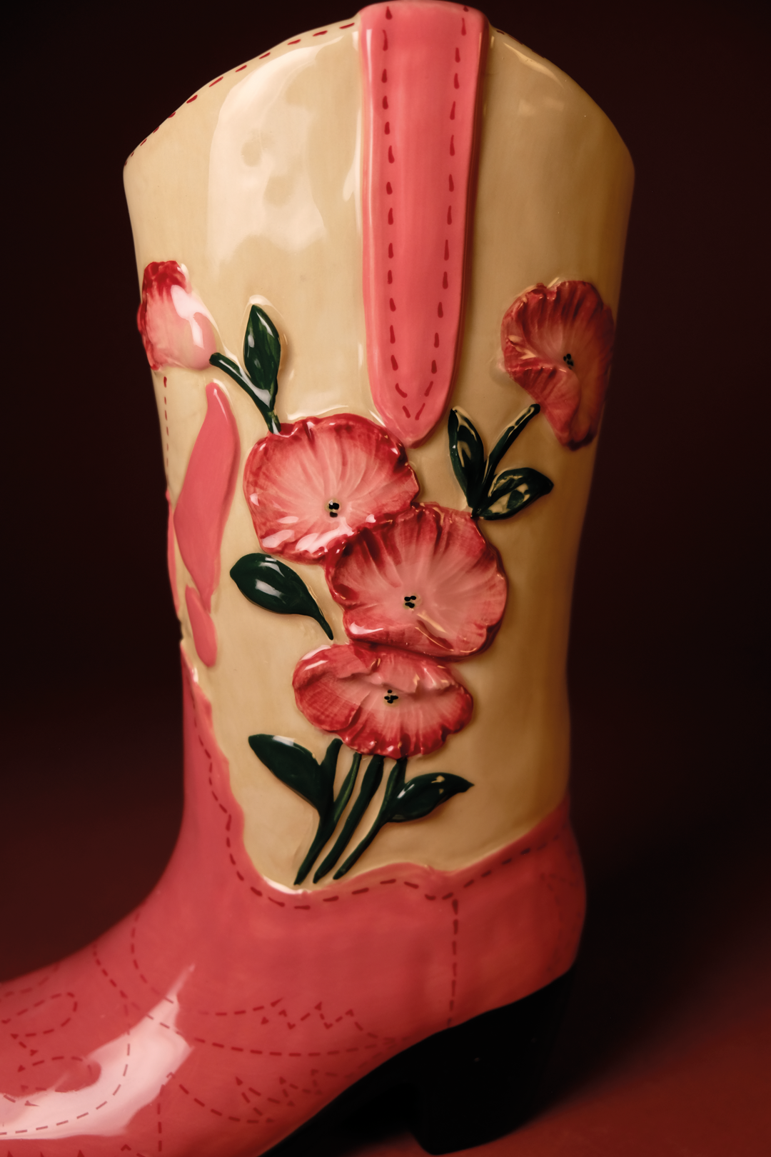 Blue Sky Clayworks - Vase botte Western peint à la main pour fleurs