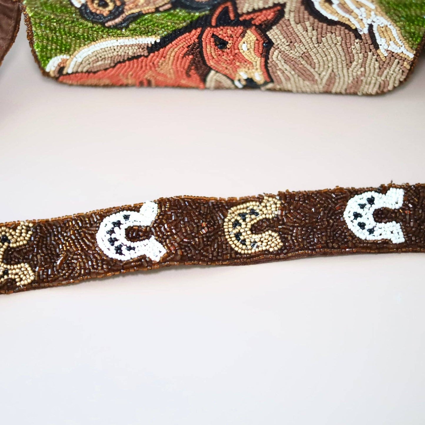 Pria Handmade - Beaded Bag paarden Wild Horses vierkante crossbodytas