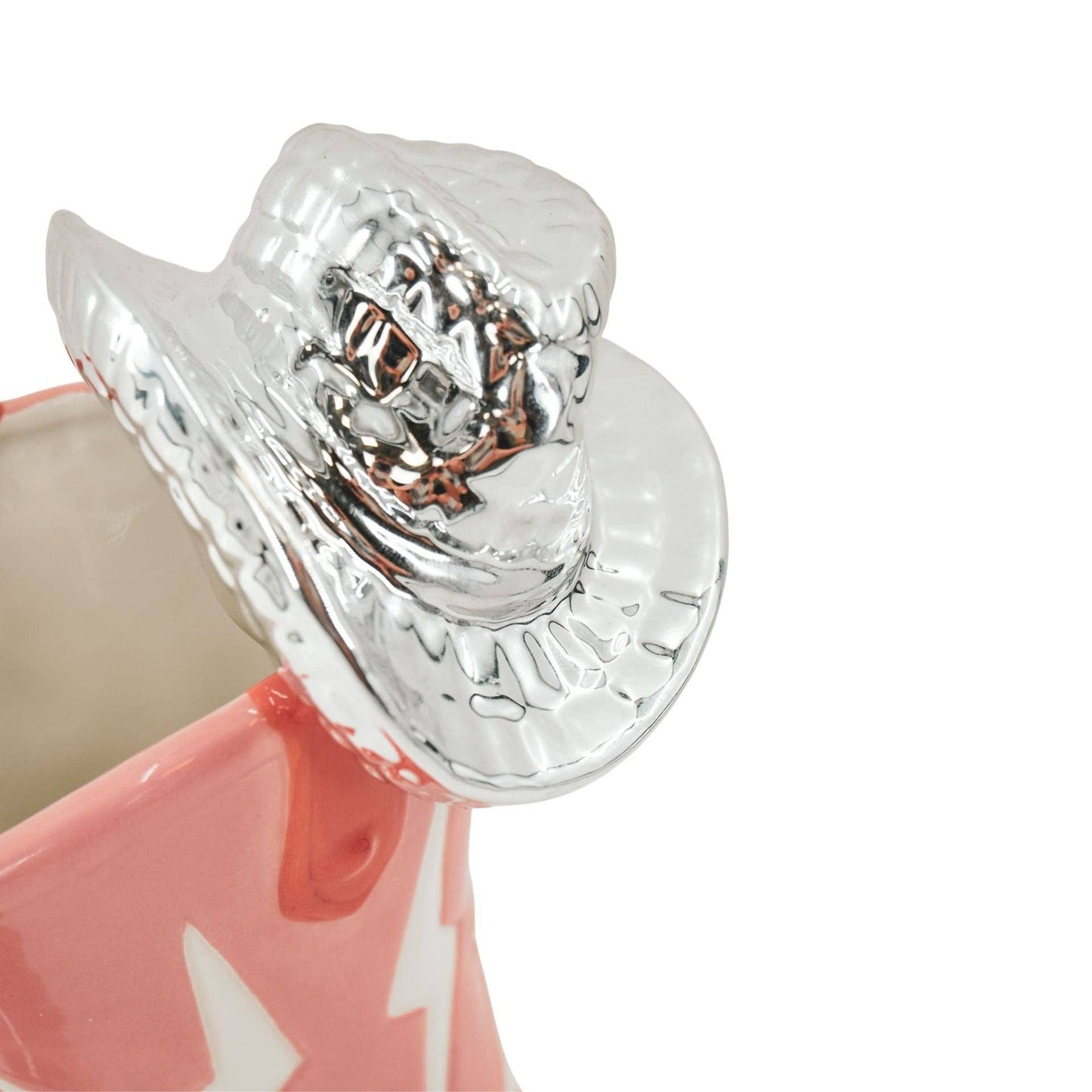 Housevitamin - Flower Vase Boot with Disco Hat, Ceramic Vase, Pink/Orange