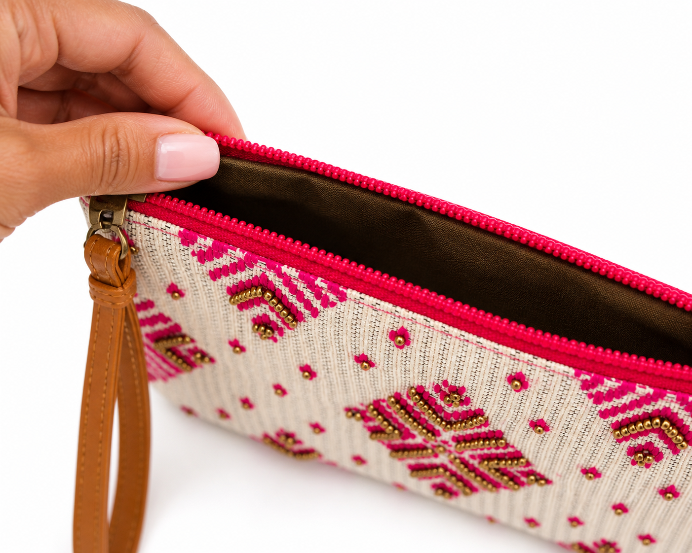 The Bling Barn - Beaded Bag handtas clutch met polsriem Rodeo Rose