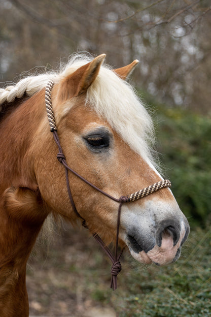 Rope halter brown with beige/brown noseband and earband