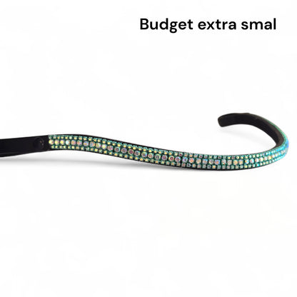 Moeders Mooiste Frontriemen - Budget frontriem "Extra Smal" Chrystal AB met turquoise Z/H-N