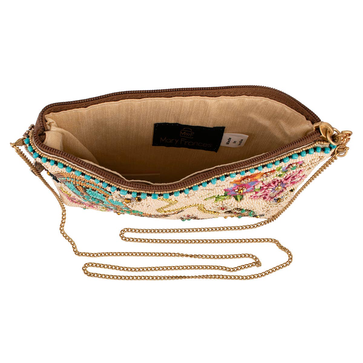 Mary Frances - Pochette luxe ivoire bottes western et fer à cheval avec perles