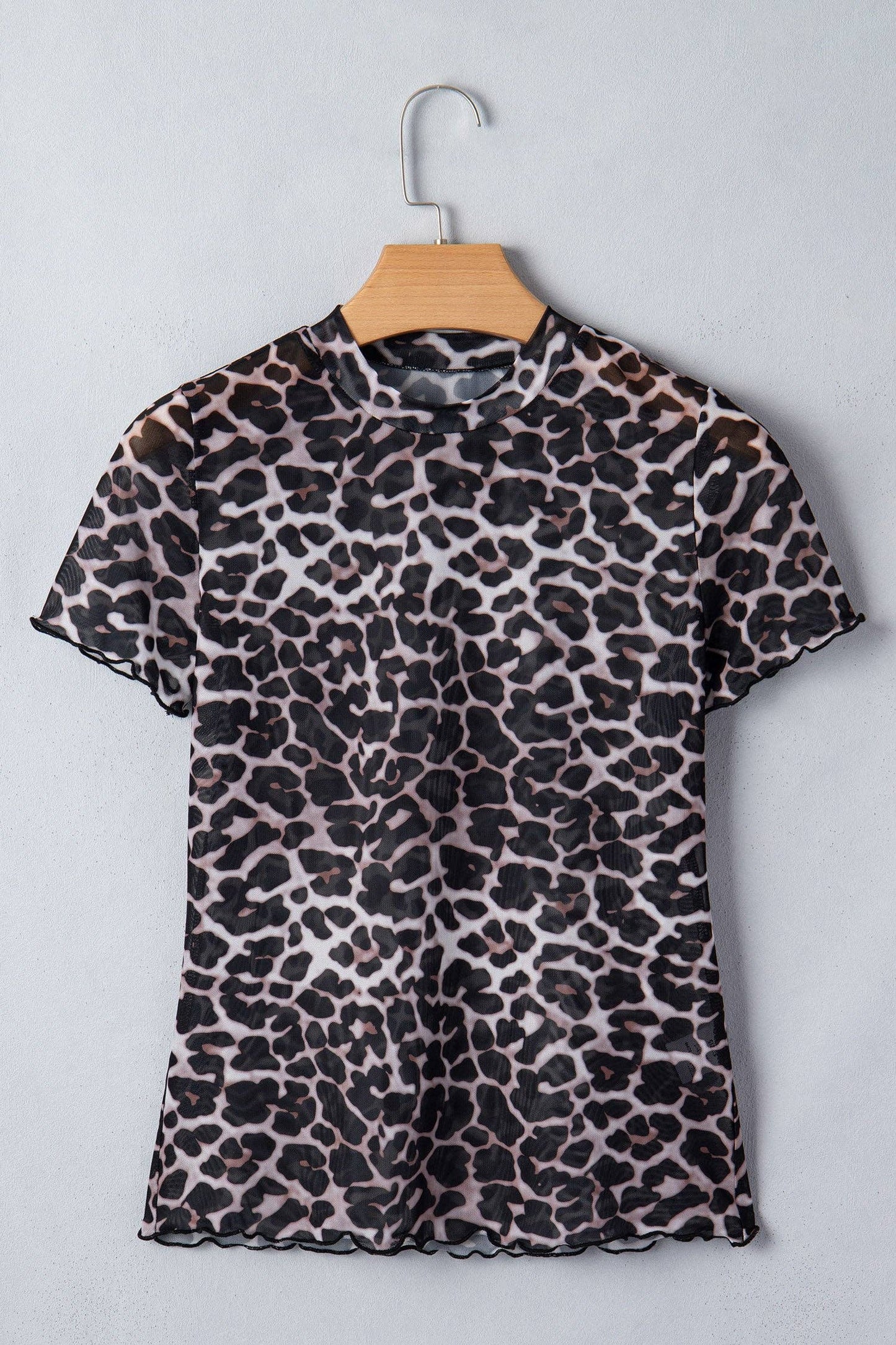 Pretty Bash - Kurzärmliges Netztop mit Leopardenmuster
