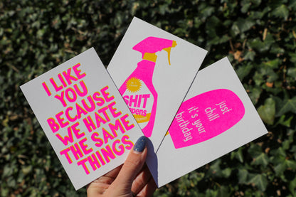 Studio Inktvis - I like you because we hate the same things Riso Postcard