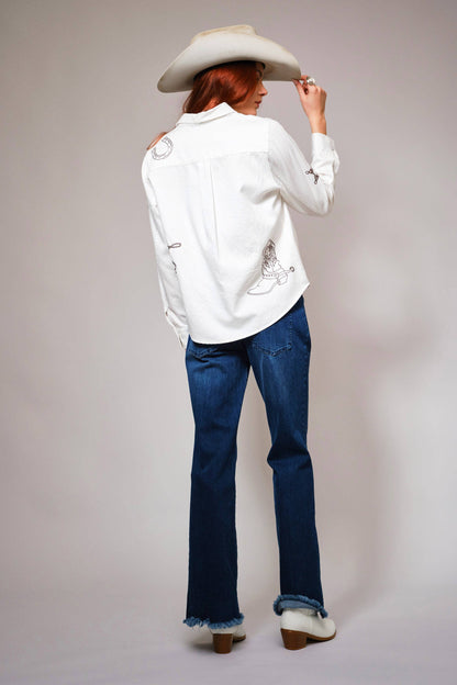 Blue B - Western Embroidered Snap Button Shirt