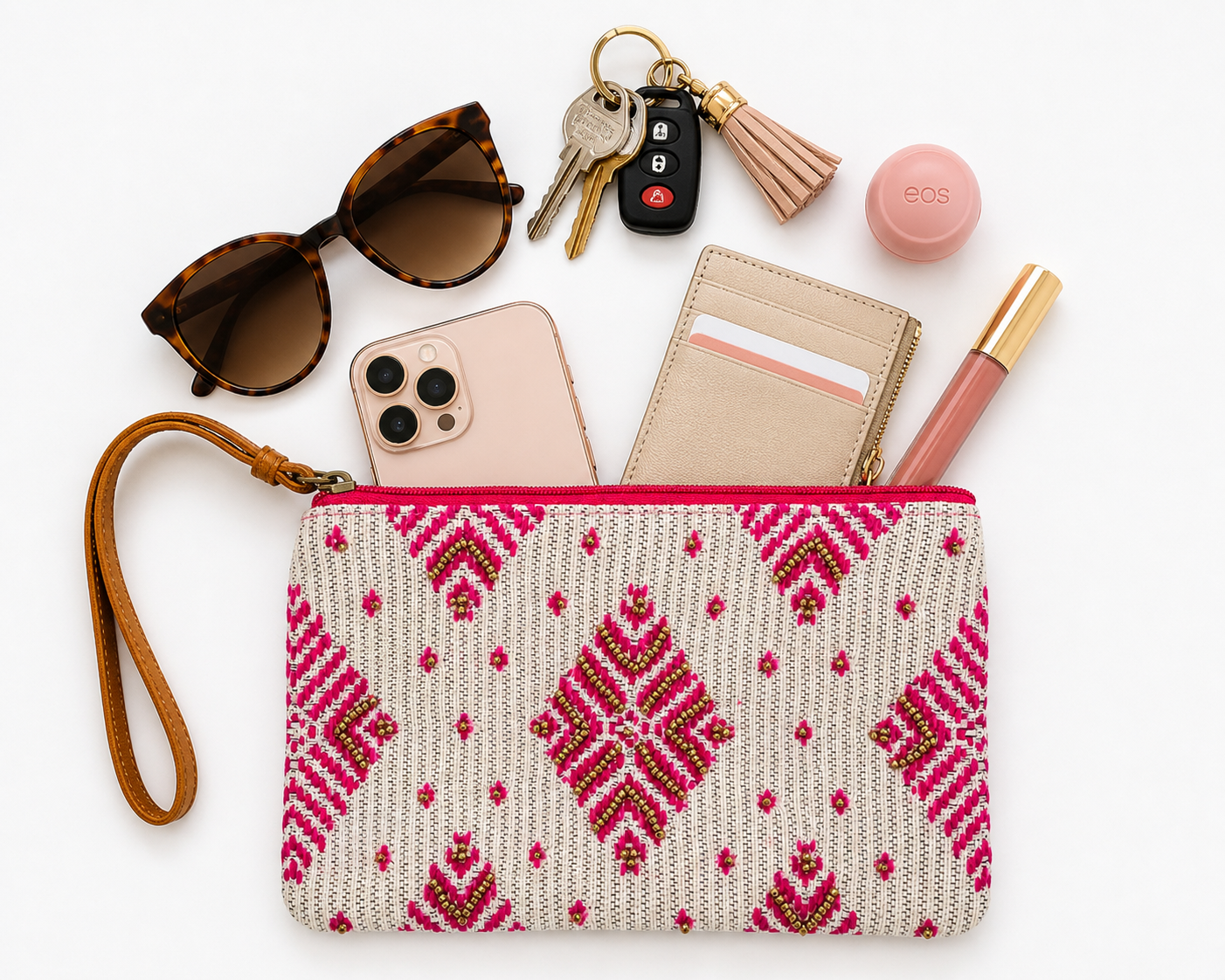 The Bling Barn - Beaded Bag handtas clutch met polsriem Rodeo Rose