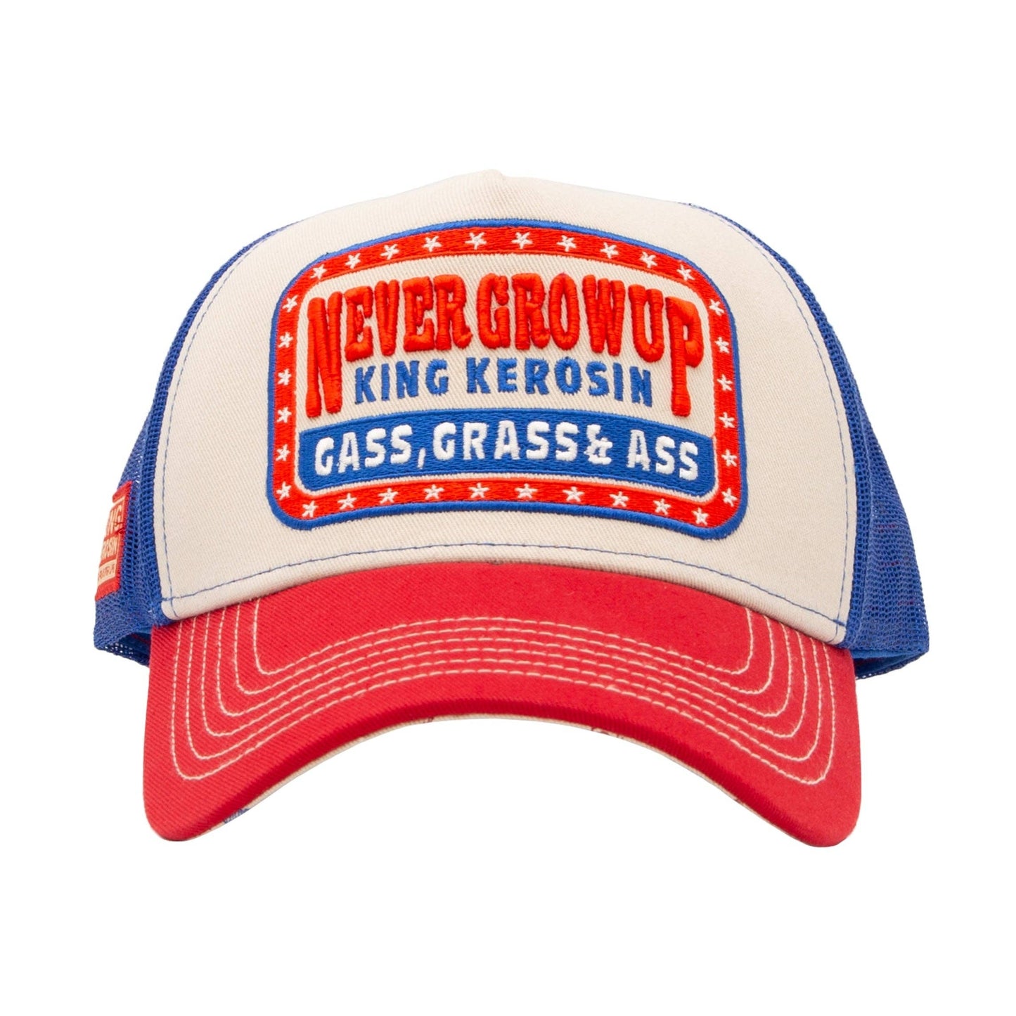 King Kerosin - Truckerpet Never Grow Up pet in beige/blauw/rood