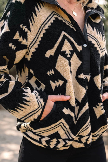 Pretty Bash - Western Aztec Fleece Half Zip Sweatshirt