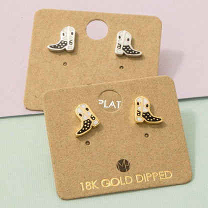 Fame - In goud gedompelde epoxy cowboylaarzen oorknopjes