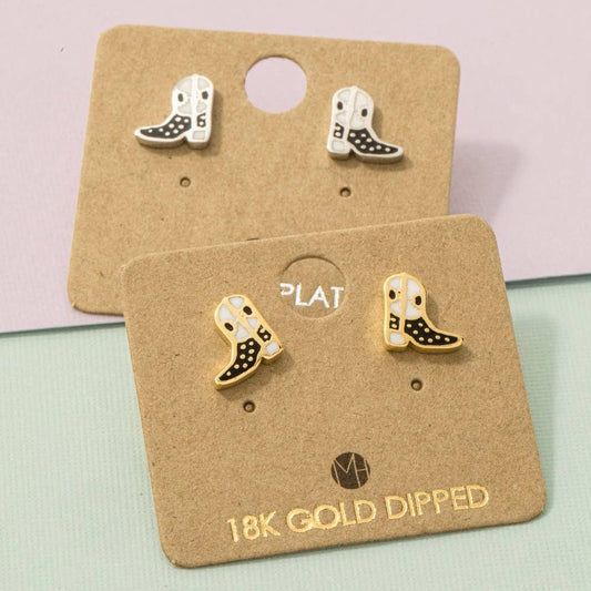 Fame - In goud gedompelde epoxy cowboylaarzen oorknopjes