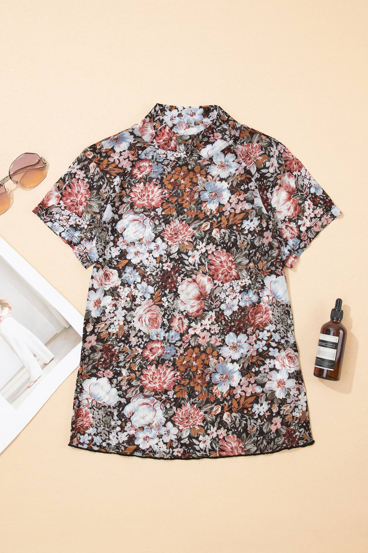 Pretty Bash - Bloemen Mesh col top korte mouw
