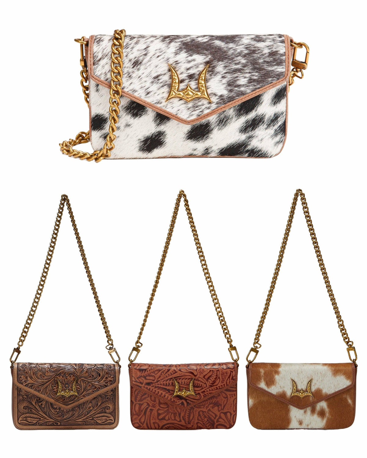 Myra Bag - Loyal West On The Go Mini kettingtas koeienhuid zwart & wit