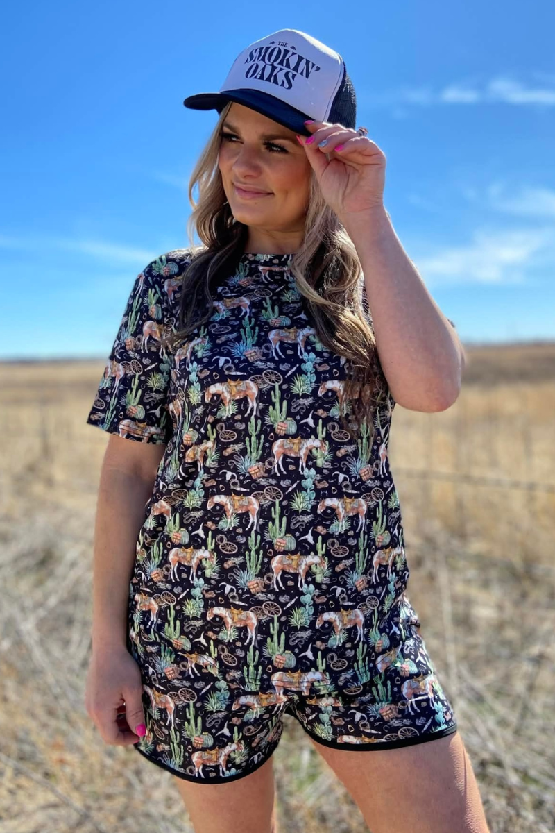 Sterling Kreek - Camisa top Cactus Run con estampado country