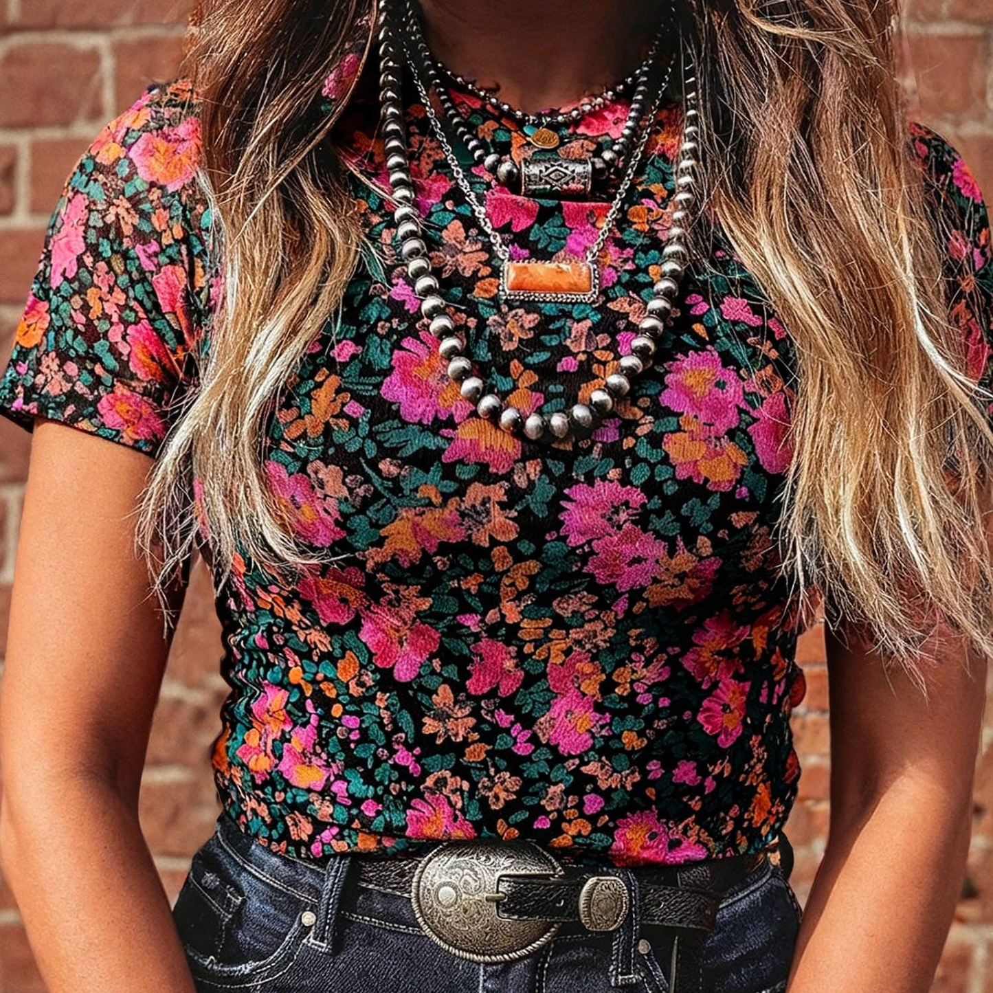 Pretty Bash - Bloemen Mesh Top korte mouwen