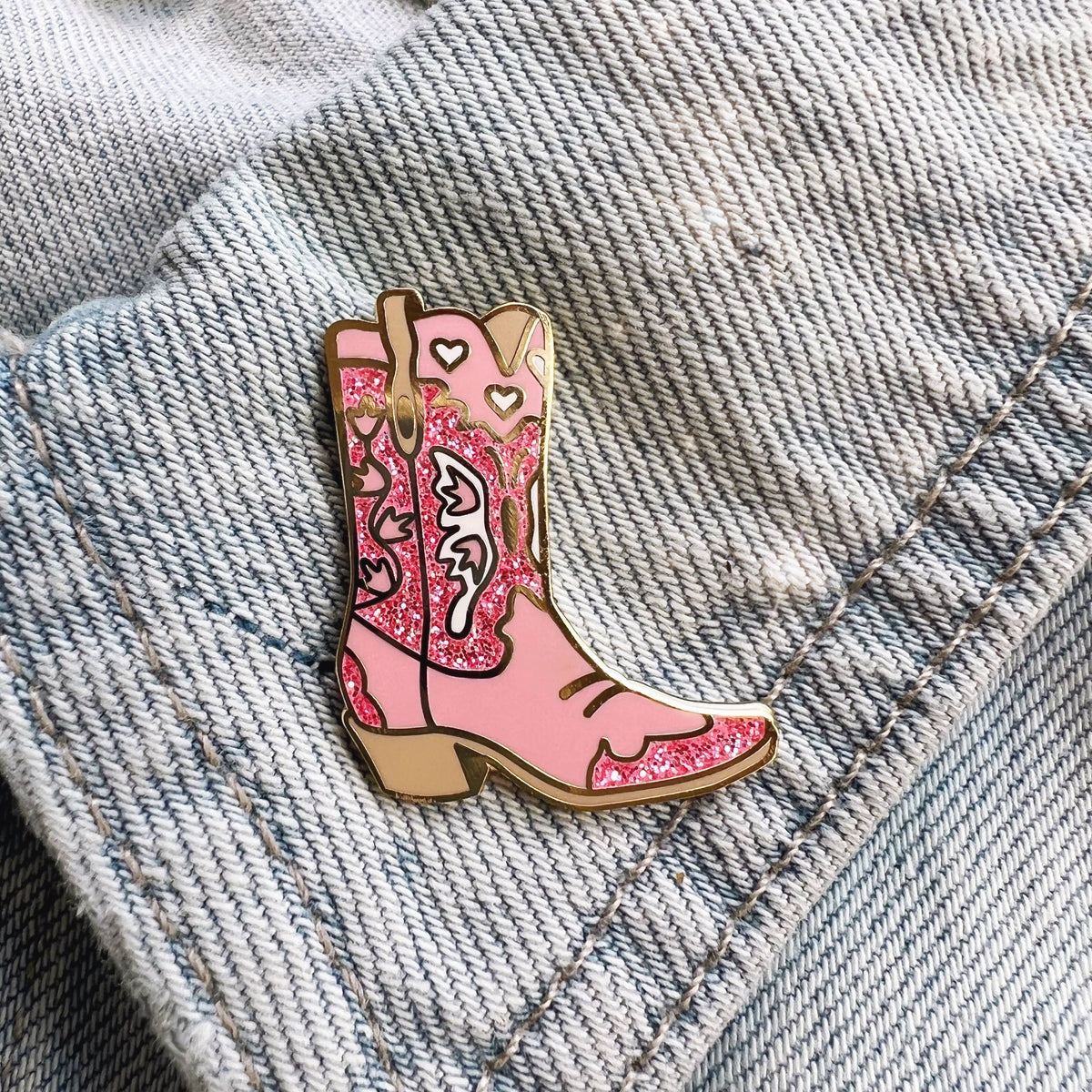 Wildflower Co - Cowgirl Boot westernlaars emaille pin roze