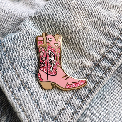 Wildflower Co - Cowgirl Boot westernlaars emaille pin roze