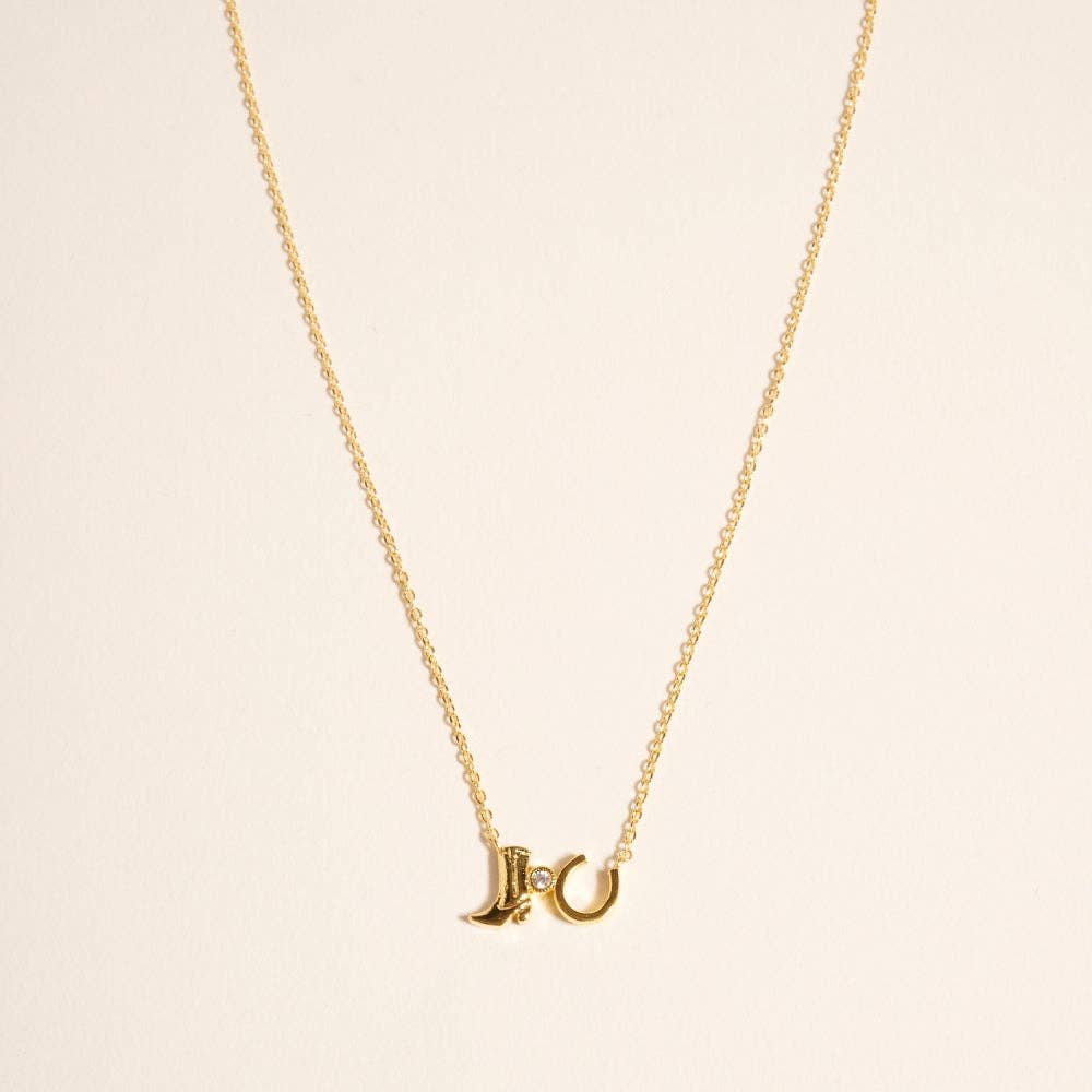 Designature - Gold Dipped Rodeo Boots Horseshoe Necklace