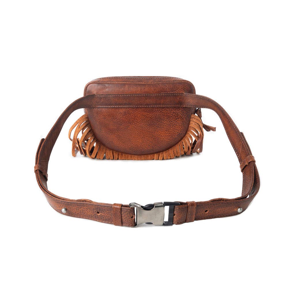 Myra Bag - Marsupio western in pelle conciata con frange Zidana Stormy Trails