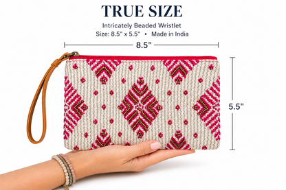 The Bling Barn - Perlen-Tasche Handtasche Clutch mit Handgelenkschlaufe Rodeo Rose