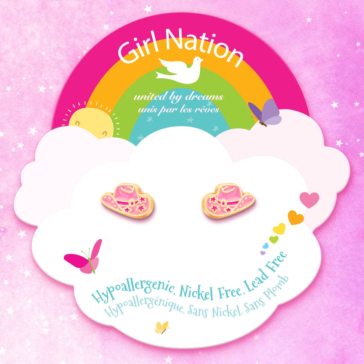 Girl Nation - Boucles d'oreilles chapeau de cowgirl western