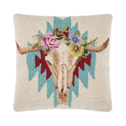 Peking Handicraft - Schedel met bloemen gehaakt kussen - Susan Winget