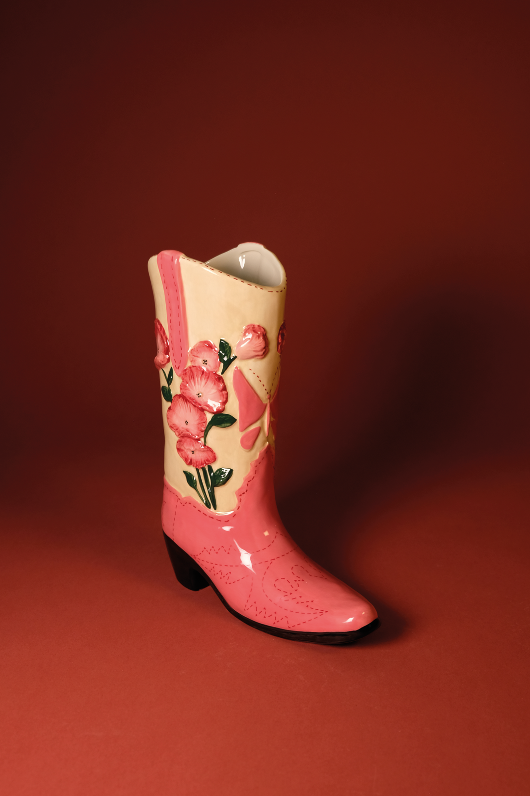 Blue Sky Clayworks - Vase botte Western peint à la main pour fleurs