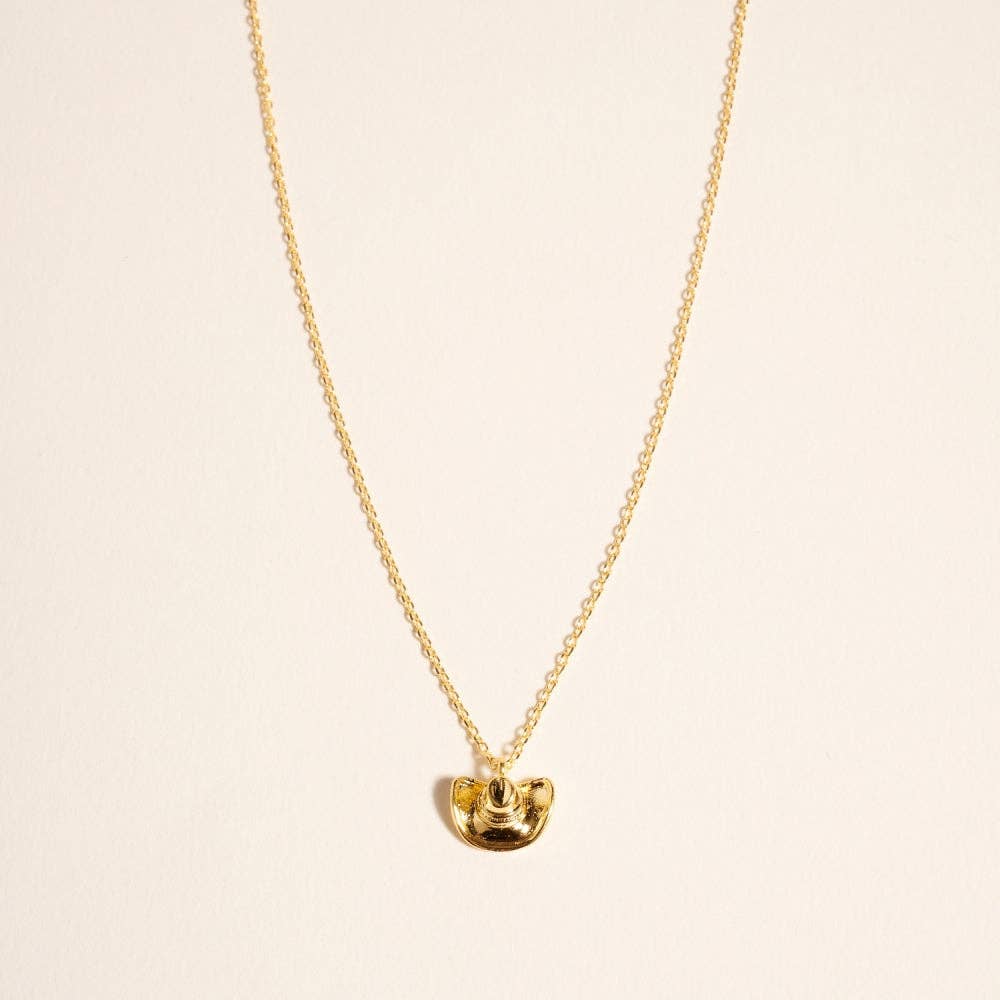 Designature - Gold Plated Western Cowboy Hat Rodeo Necklace