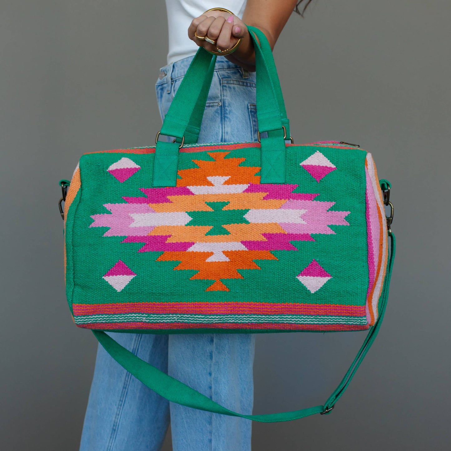 Panache Apparel Co - Groene, Roze & Oranje Western Duffeltas weekendtas